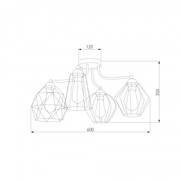 Схема с размерами TK Lighting 1645 Galaxy 4