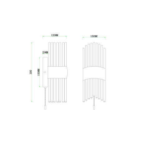 Схема с размерами Arte Lamp A1034AP-2CC