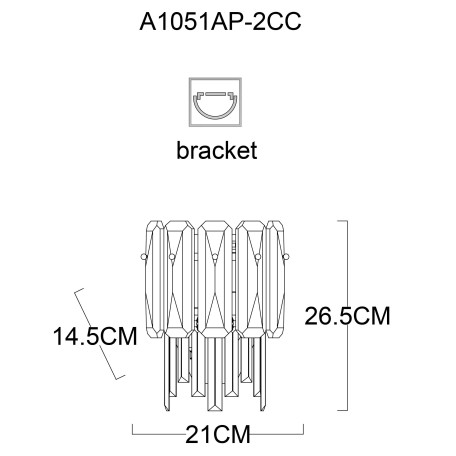 Схема с размерами Arte Lamp A1051AP-2CC