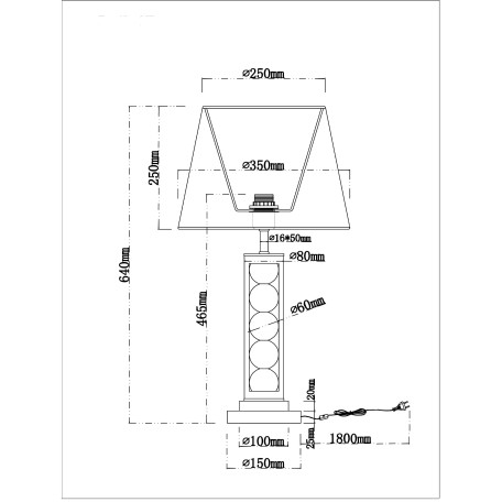 Схема с размерами Arte Lamp A4062LT-1PB