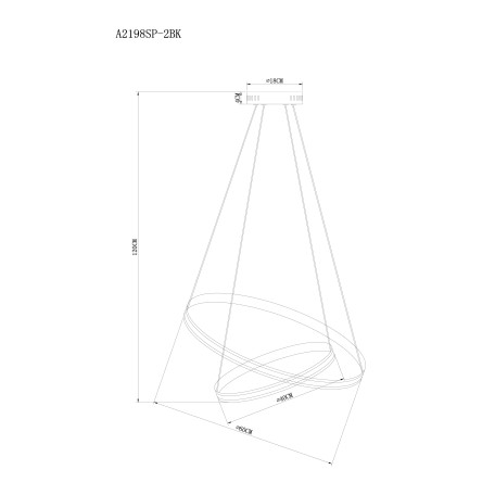 Схема с размерами Arte Lamp A2198SP-2BK