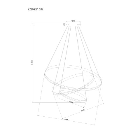 Схема с размерами Arte Lamp A2198SP-3BK