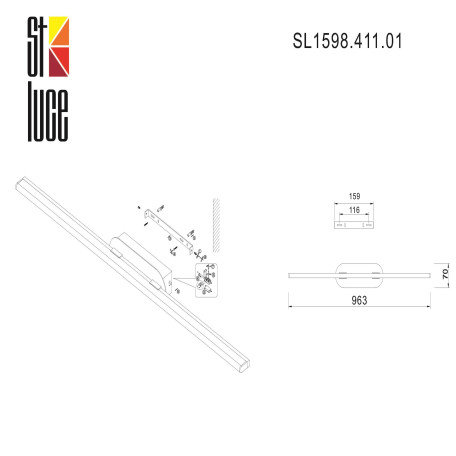 Схема с размерами ST Luce SL1598.411.01