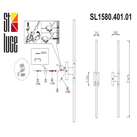 Схема с размерами ST Luce SL1580.401.01