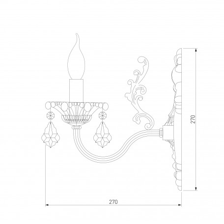Схема с размерами Eurosvet 3281/1 античная бронза/прозрачный хрусталь Strotskis