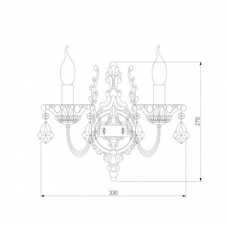 Схема с размерами Eurosvet 3281/2 античная бронза/прозрачный хрусталь Strotskis