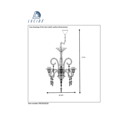 Схема с размерами Lucide 78370/03/50 SALE