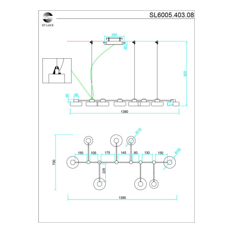 Схема с размерами ST Luce SL6005.403.08