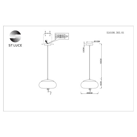 Схема с размерами ST Luce SL6108.303.01