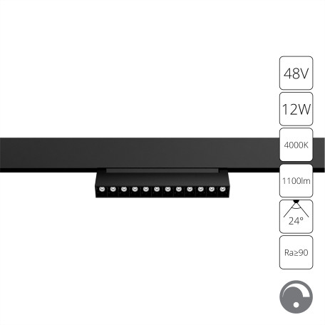 Светодиодный светильник для трековой системы Arte Lamp Linea A4686PL-1BK, LED 12W 4000K 1100lm CRI≥90