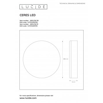 Схема с размерами Lucide 28112/30/31