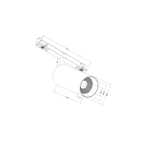 Схема с размерами Maytoni TR032-4-20W3K-S-DS-B