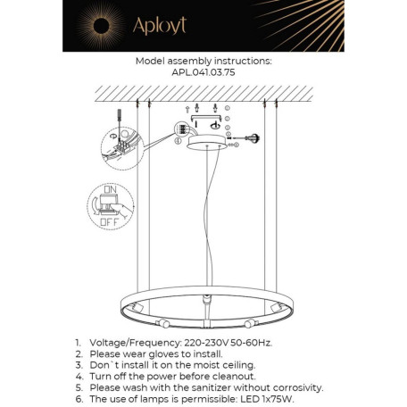 Подвесная светодиодная люстра Aployt Jolanta APL.041.03.75, LED 75W 3000K 4125lm - миниатюра 10