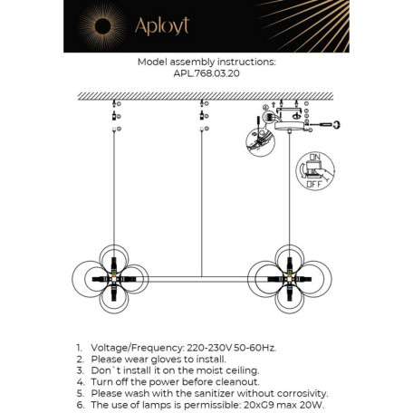 Подвесная люстра Aployt Lilian APL.768.03.20, 20xG9x5W - миниатюра 9