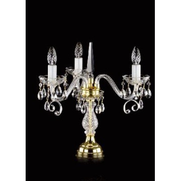 Настольная лампа Artglass AUGUSTINA III., 3xE14x40W, золото с прозрачным, золото с белым, прозрачный с золотом, прозрачный, стекло