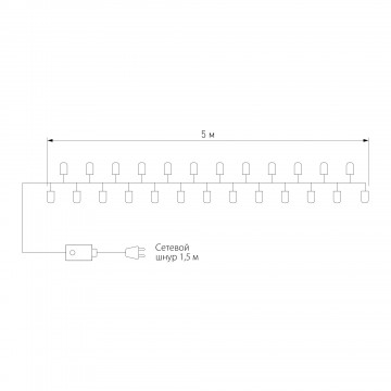 Схема с размерами Eurosvet 400-001 теплый белый 5м IP20
