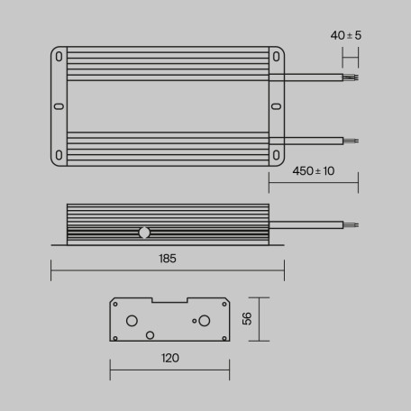 Схема с размерами Maytoni PSL008-480W-48V-IP67