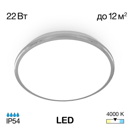 Потолочный светодиодный светильник Citilux Луна CL702221N, IP54, LED 22W 4000K 1600lm