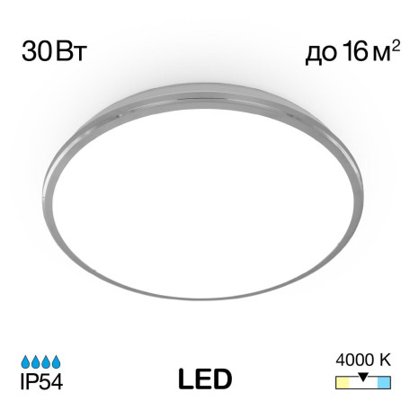 Потолочный светодиодный светильник Citilux Луна CL702301N, IP54, LED 30W 4000K 2200lm - миниатюра 1