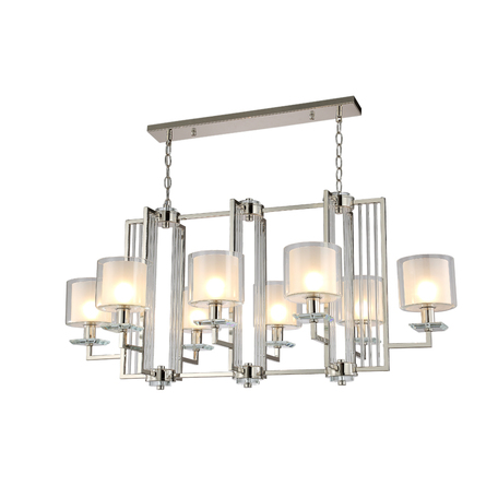 Подвесная люстра Crystal Lux NICOLAS SP8 L1000 NICKEL/WHITE 3400/308L, 8xE14x60W