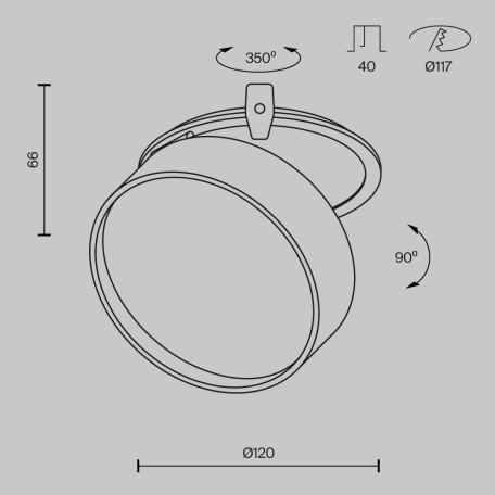 Схема с размерами Maytoni DL024-18W3K-BMG