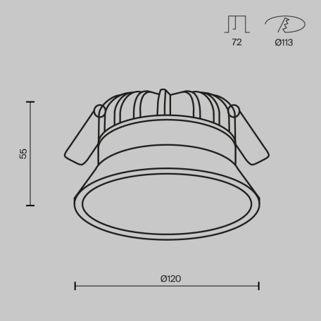 Схема с размерами Maytoni DL055-12W3-4-6K-B