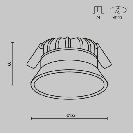 Схема с размерами Maytoni DL055-18W3-4-6K-B