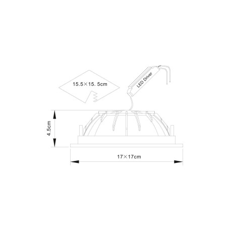 Схема с размерами Arte Lamp A7416PL-1WH