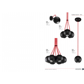 Подвесная люстра Nowodvorski Bubble 6147, 3xGU10x35W, черный с красным, красный с черным, черный, металл - миниатюра 4