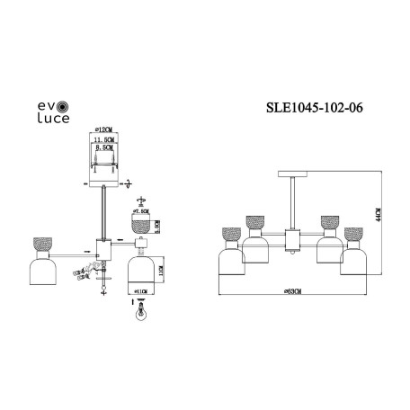 Схема с размерами Evoluce SLE1045-102-06