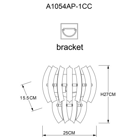 Схема с размерами Arte Lamp A1054AP-1CC