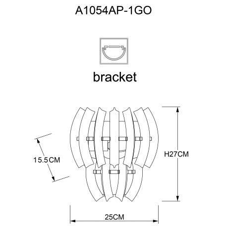 Схема с размерами Arte Lamp A1054AP-1GO