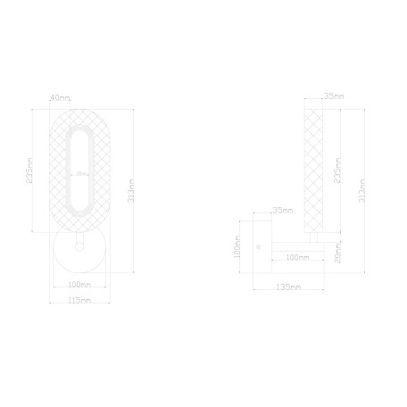 Схема с размерами Arte Lamp A2489AP-1GO