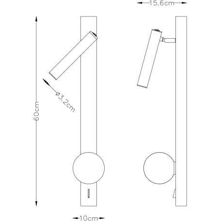 Схема с размерами Arte Lamp A2172AP-2BK