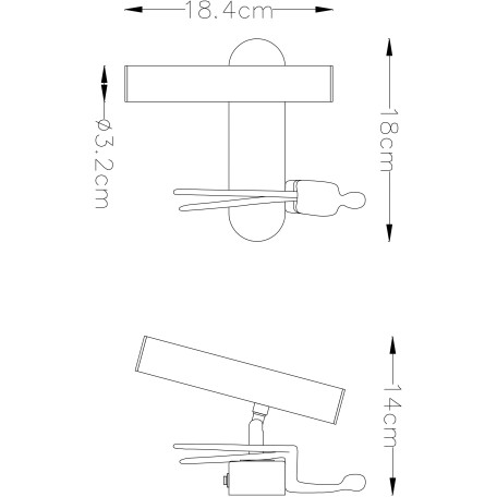 Схема с размерами Arte Lamp A2173AP-1BK