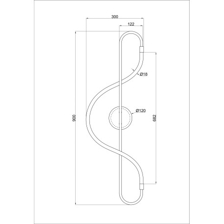 Схема с размерами Arte Lamp A2850AP-13BK