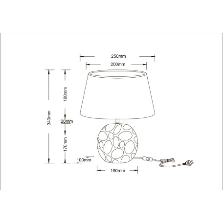 Схема с размерами Arte Lamp A4063LT-1GO