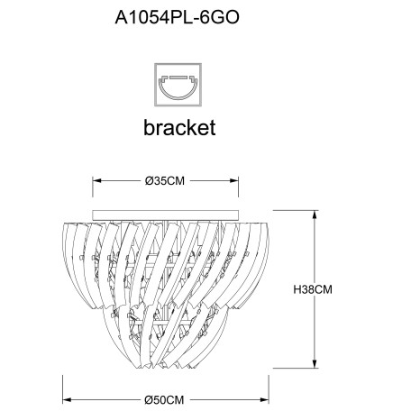 Схема с размерами Arte Lamp A1054PL-6GO