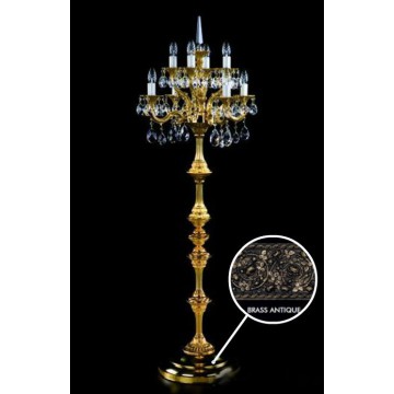 Торшер Artglass FELICITA BRASS ANTIQUE CE, 8xE14x40W, бронза, прозрачный, металл, хрусталь Artglass Crystal Exclusive