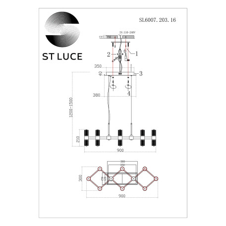 Схема с размерами ST Luce SL6007.203.16