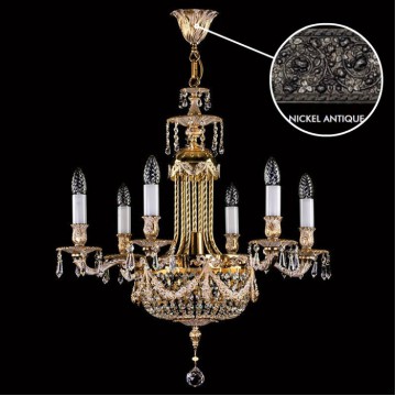 Подвесная люстра Artglass FOUNTAIN NICKEL ANTIQUE SP, 6xE14x40W +  1xE14x60W