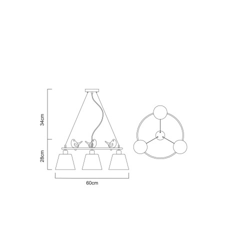 Схема с размерами Arte Lamp A4289LM-3WH