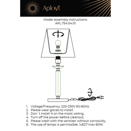 Настольная лампа Aployt Gay APL.754.04.01, 1xE27x60W - миниатюра 14