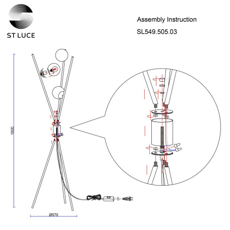 Схема с размерами ST Luce SL549.505.03