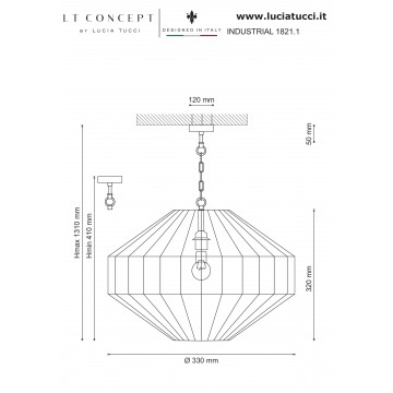 Схема с размерами Lucia Tucci INDUSTRIAL 1821.1