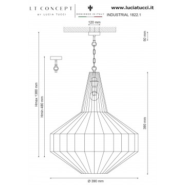 Схема с размерами Lucia Tucci INDUSTRIAL 1822.1