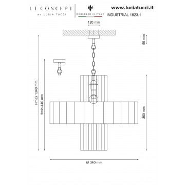 Схема с размерами Lucia Tucci INDUSTRIAL 1823.1