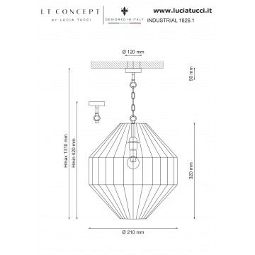 Схема с размерами Lucia Tucci INDUSTRIAL 1826.1