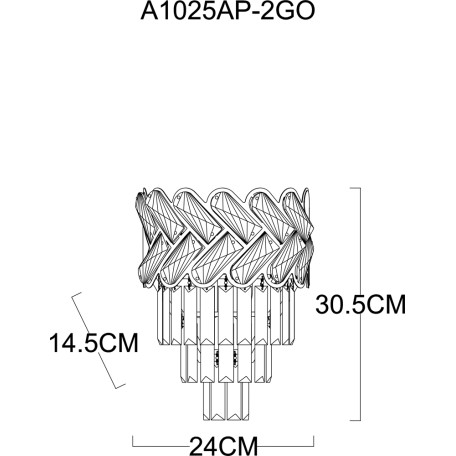 Схема с размерами Arte Lamp A1025AP-2GO