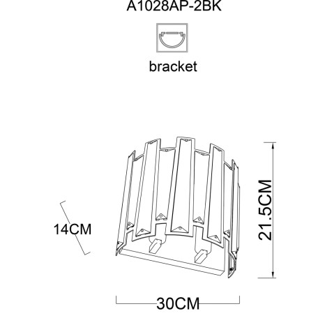 Схема с размерами Arte Lamp A1028AP-2BK